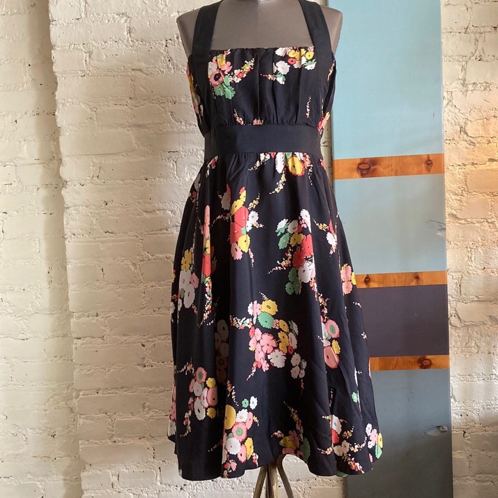 Moulinette Soeurs silk floral print retro dress size 8 like new